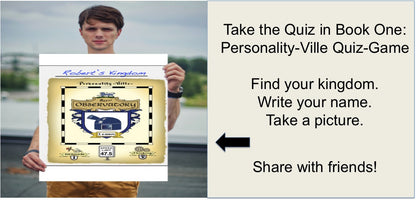 Book ONE (print): Personality-Ville Quiz-Game (& Activities) 60 Full-color Pages with FREE Mini-Posters